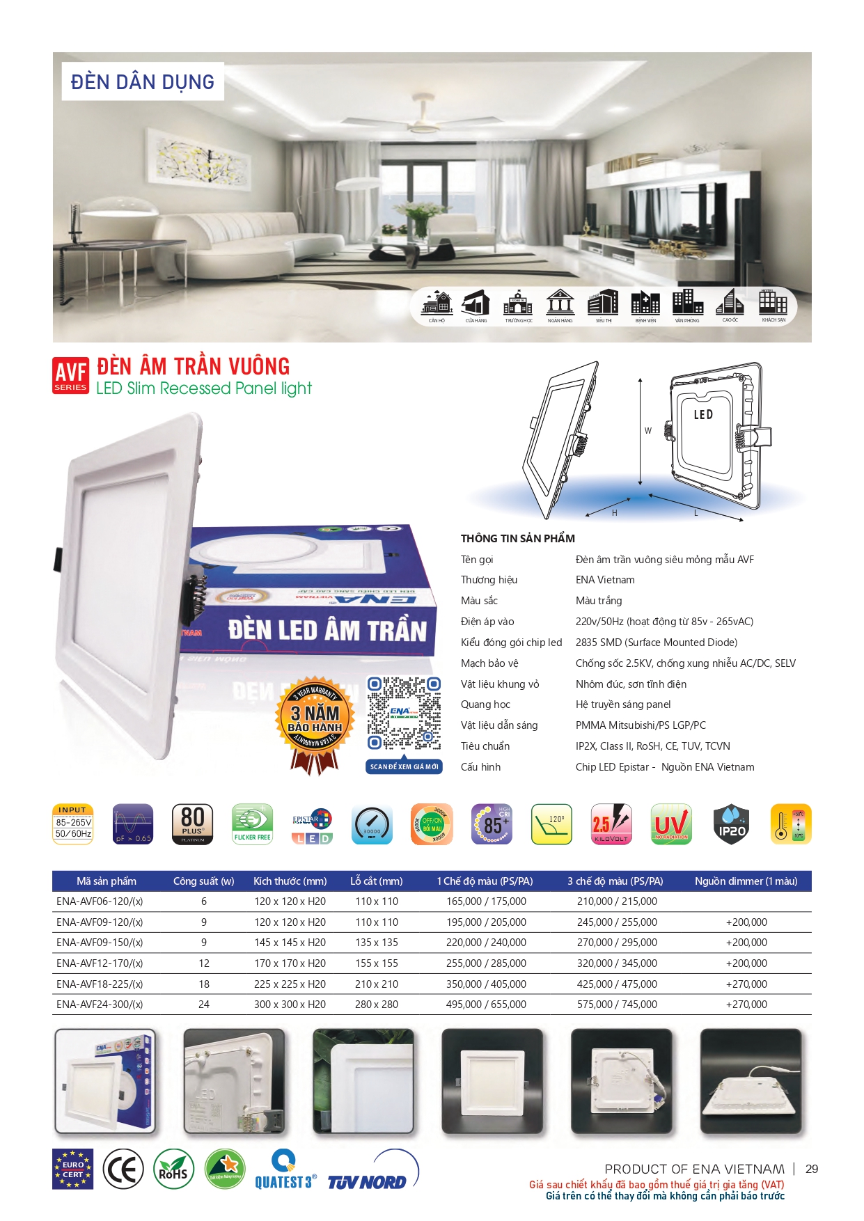 Bảng giá đèn led Ena 2026